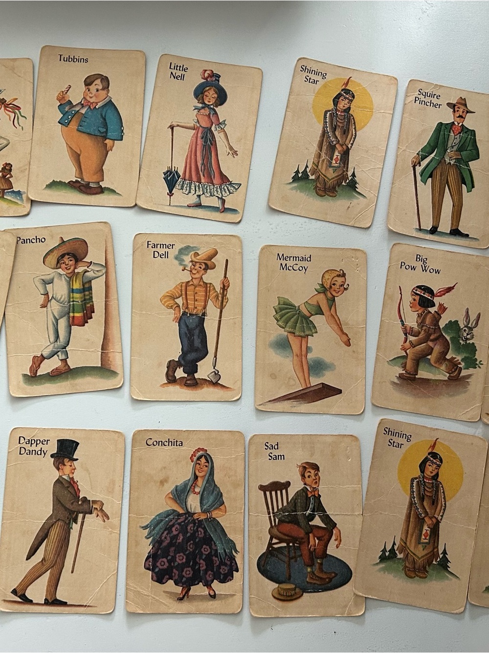 Vintage Character old maid cards ephemera junk journal decor
